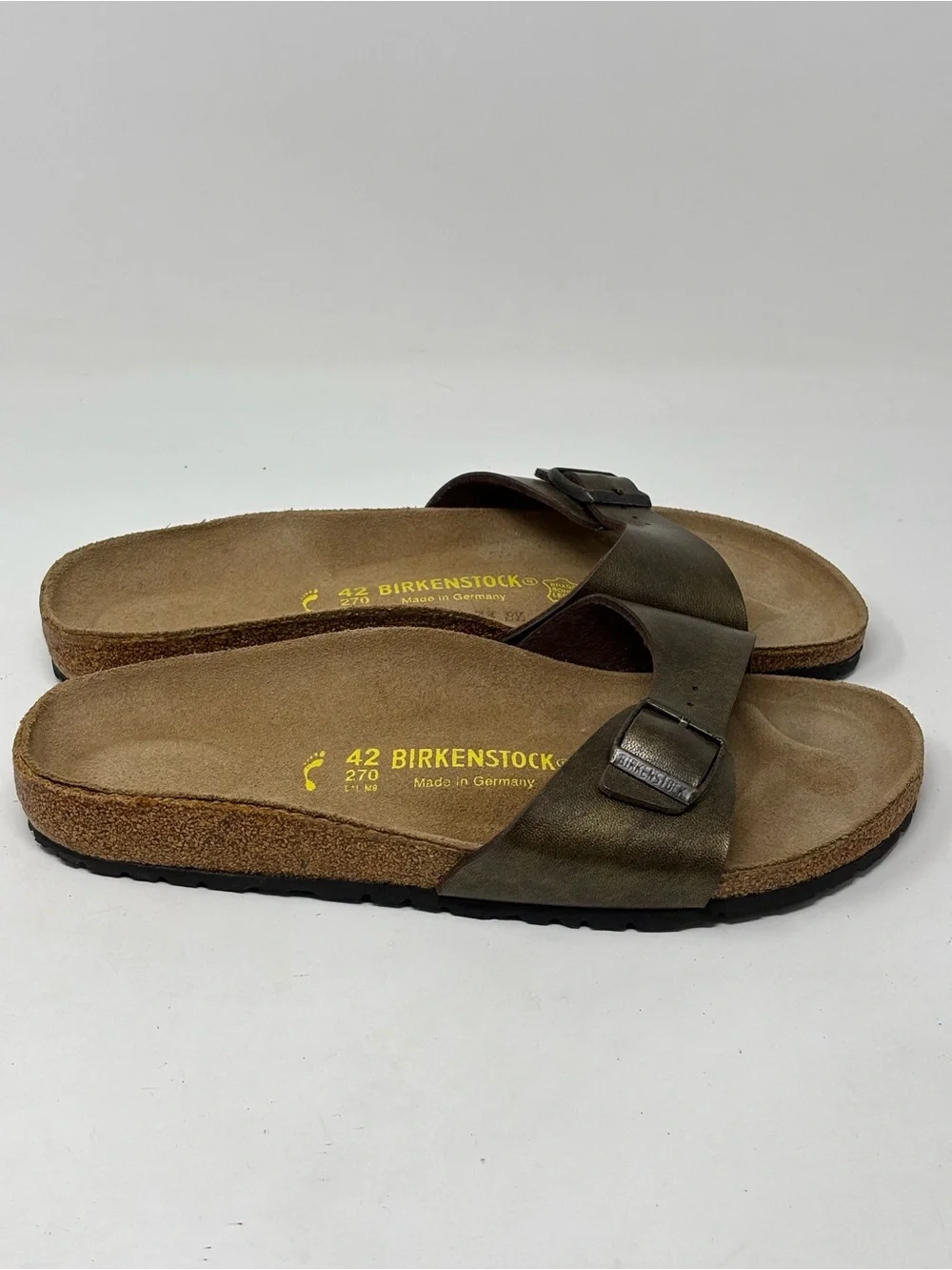 Birkenstock Madrid Birko-Flor bronze sandals size 42 (11-11.5) NWOT